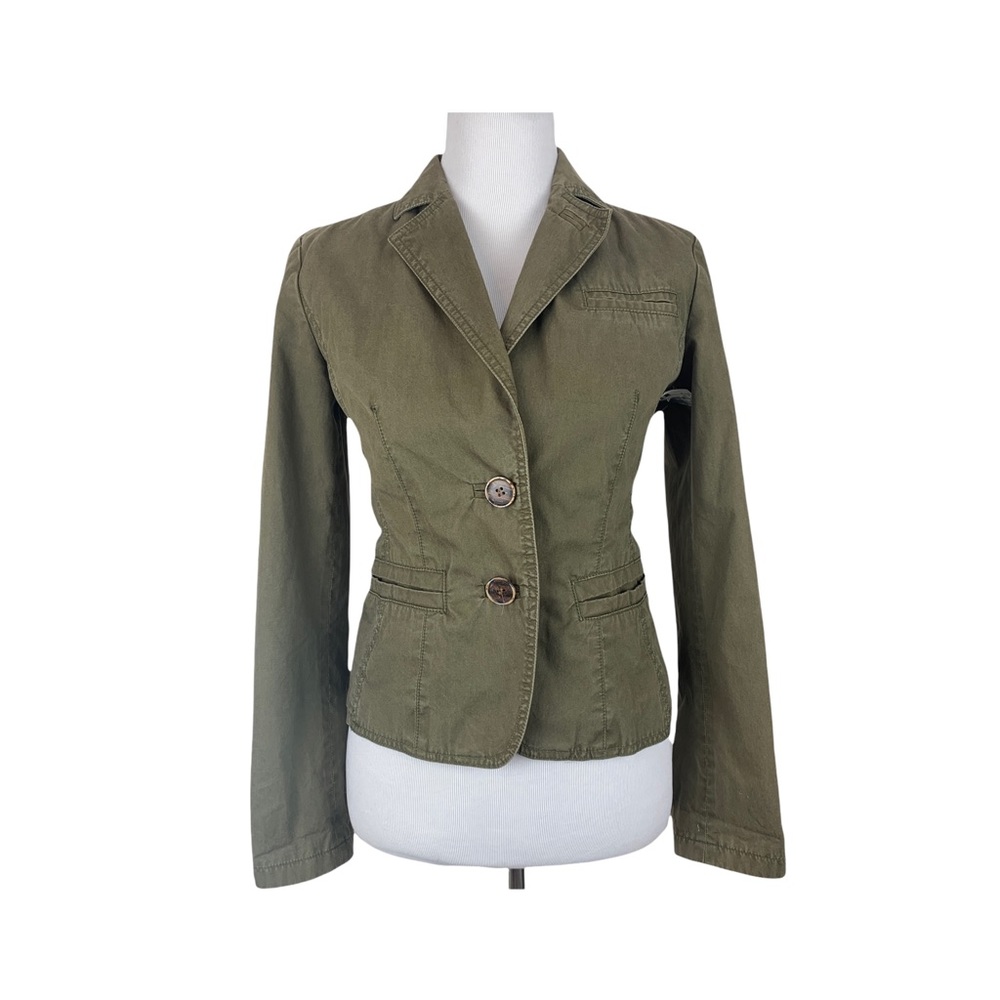 Zara Basic Military Green Jacket Women Small 100% Cotton